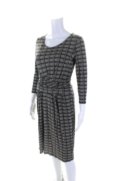 Weekend Max Mara Womens Silk Blend Abstract Print Long Sleeve Dress Black Size S