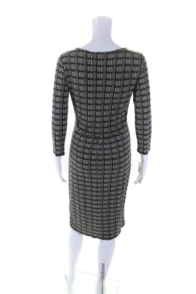 Weekend Max Mara Womens Silk Blend Abstract Print Long Sleeve Dress Black Size S