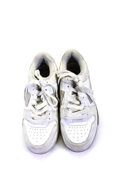 Off White Womens Leather Lace Up Low Top Walking Sneakers White Size 6