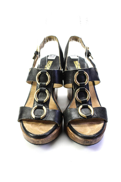 Michael Michael Kors Womens Black Embellished Platform Wedge Heels Shoes Size 6M