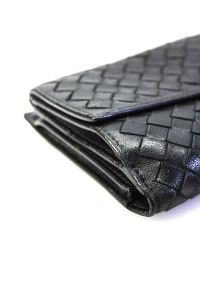 Bottega Veneta Womens Intrecciato Leather Bifold Continental Wallet Black