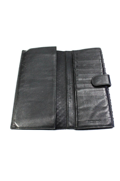 Bottega Veneta Womens Intrecciato Leather Bifold Continental Wallet Black