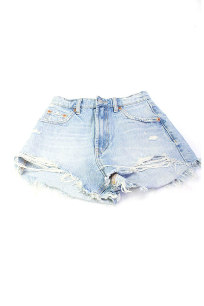 Zara Womens Denim Distressed Button Fly Mid-Rise Cut Off Shorts Size 0 8 Lot 3