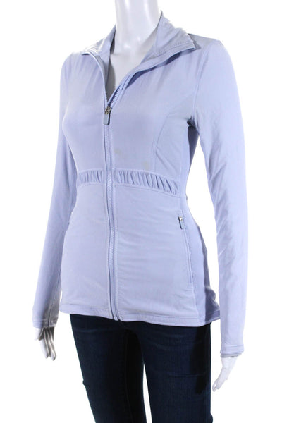 Lululemon Womens Knit Ruched Mock Neck Long Sleeve Athletic Jacket Blue Size 4