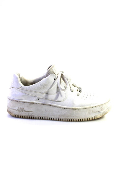 Nike Womens Leather Low Top Lace Up Air Force 1 Platform Sneakers White Size 9