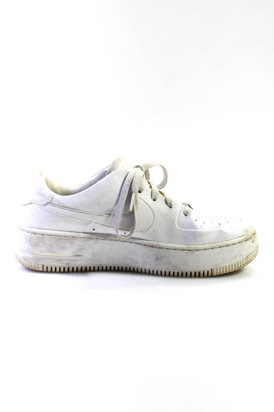 Nike Womens Leather Low Top Lace Up Air Force 1 Platform Sneakers White Size 9