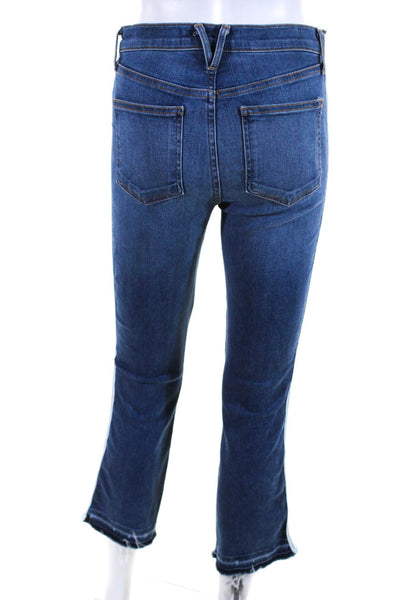 Veronica Beard Womens Denim Striped Button Fly Straight Leg Jeans Blue Size 27