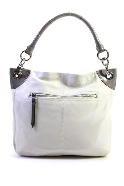 Coach Womens Single Handle Pocket Front Medium Shoulder Handbag White Leather