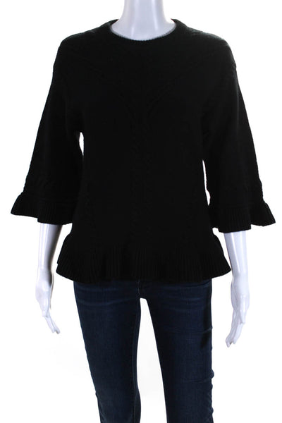 Kate Spade New York Womens Black Crew Neck 3/4 Sleeve Sweater Top Size XS