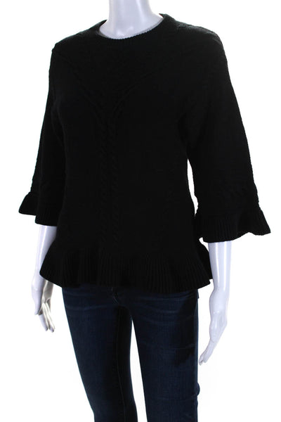 Kate Spade New York Womens Black Crew Neck 3/4 Sleeve Sweater Top Size XS