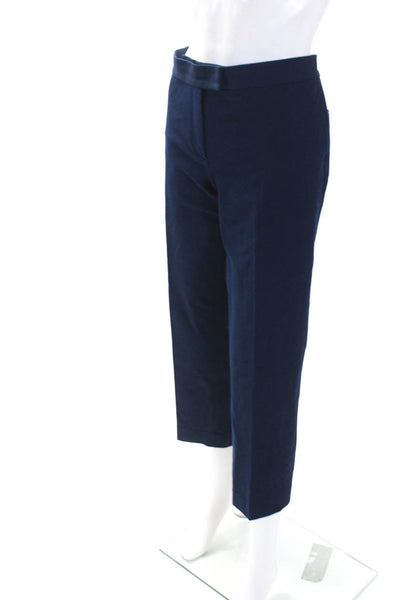 Joseph Womens Dark Blue Mid-Rise Pleated Straight Leg Dress Pants Size 44