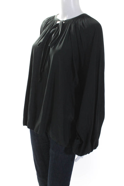 Ramy Brook Womens Dark Gray Tie V-Neck Long Sleeve Blouse Top Size M