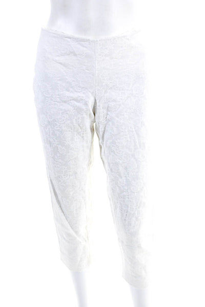Philosophy di Alberta Ferretti Womens Cotton Floral Tapered Pants White Size 4