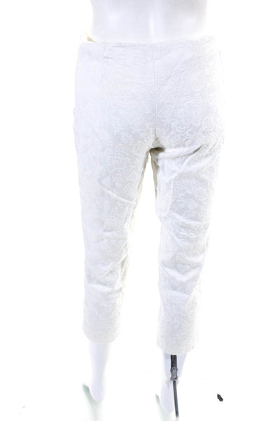 Philosophy di Alberta Ferretti Womens Cotton Floral Tapered Pants White Size 4