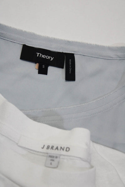 J Brand Theory Womens Long Sleeve Shirt Tank Top White Blue Small Large Lot 2