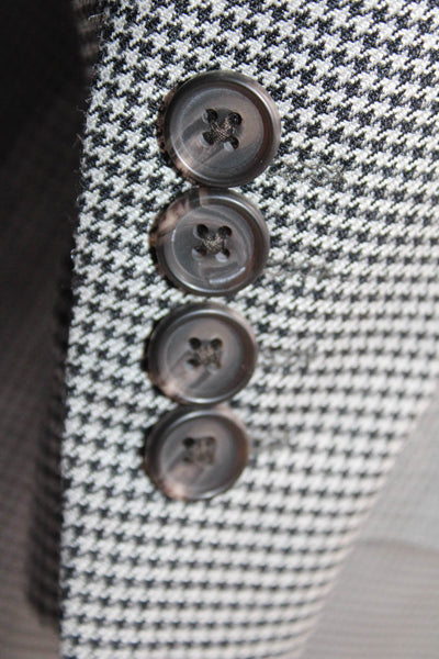 Ralph Ralph Lauren Mens Black Houndstooth Silk Wool Two Button Blazer Size 40R