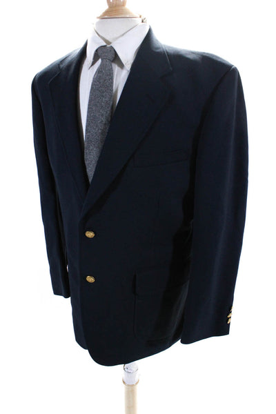 Stafford Mens Navy Blue Two Button Long Sleeve Blazer Jacket Size 40R