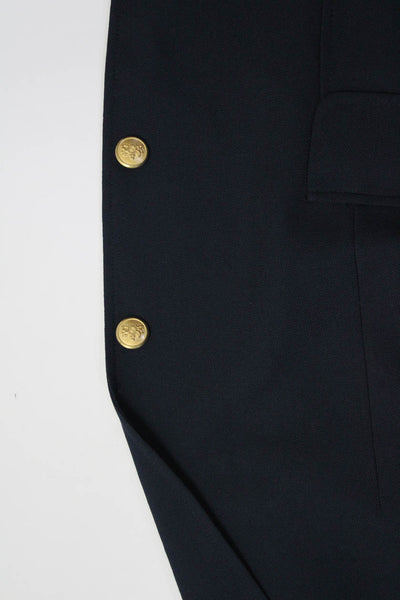 Stafford Mens Navy Blue Two Button Long Sleeve Blazer Jacket Size 40R