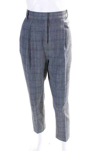 Rebecca Taylor Womens Glen Plaid Pleated Front Pants Trousers Gray Size 0