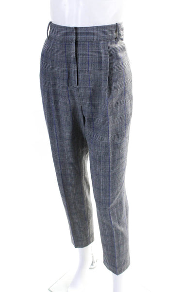 Rebecca Taylor Womens Glen Plaid Pleated Front Pants Trousers Gray Size 0