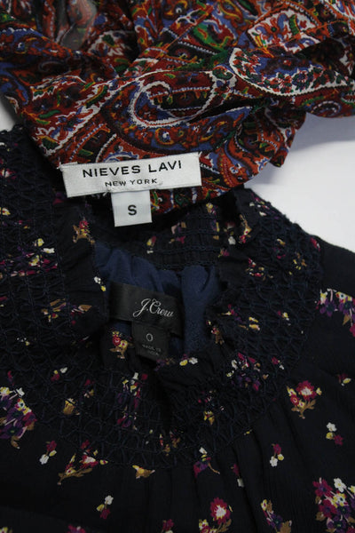 J Crew Nieves Lavi Womens Blouses Tops Navy Blue Size 0 S Lot 2