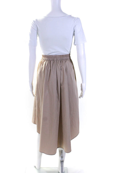 MSCH Womens Omaya Lana Elastic Waist Khaki Midi Circle Skirt Beige Size Medium