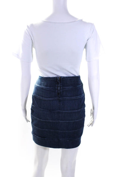 Current/Elliott Womens Banded Denim Knee Length Pencil Skirt Blue Size 1