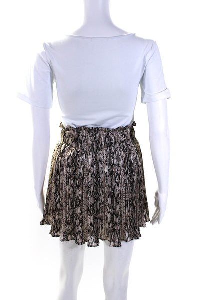 Do + Be Womens Pleated Snakeskin Print Mini Circle Skirt Beige Black Size Small