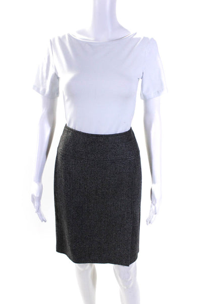 Dolce & Gabbana Womens Herringbone Fleece Knee Length Pencil Skirt Gray Size 6