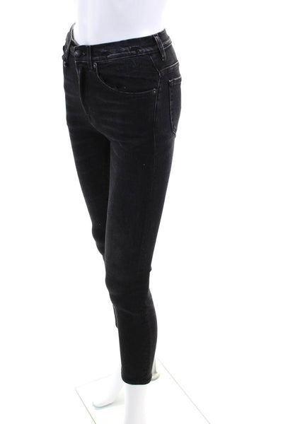 R13 Womens Denim Five Pocket Button Closure Mid-Rise Skinny Jeans Black Size 24