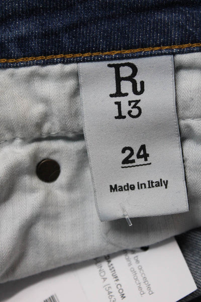 R13 Womens Cotton Denim Five Pocket Low-Rise Skinny Jeans Blue Size 24