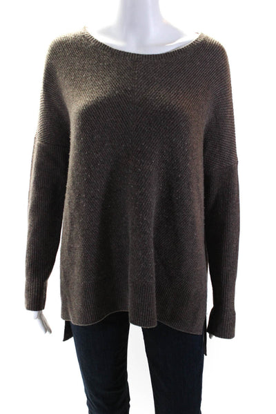 Vince Womens Brown V-Neck Long Sleeve Pullover Sweater Top Size S