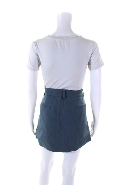 Tibi Womens Lined Twill Mini Pencil Skirt With Pockets Blue Size XL