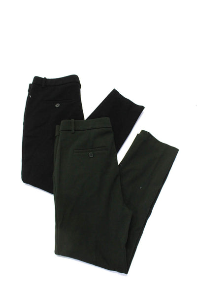 Theory Womens Mid Rise Slim Leg Crop Pants Black Dark Green Size 8 10 Lot 2