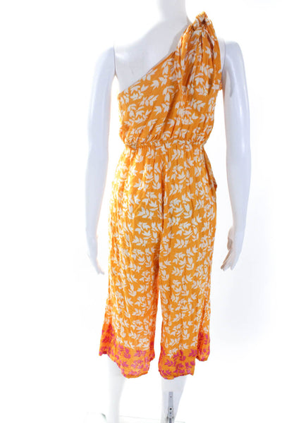 Cool Change Womens Floral Print One Shoulder Jumpsuit Yellow White Size Small