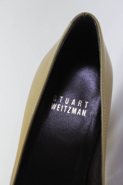 Stuart Weitzman Women's Open Toe Bow Slip-On Patent Leather Shoe Yellow Size 5