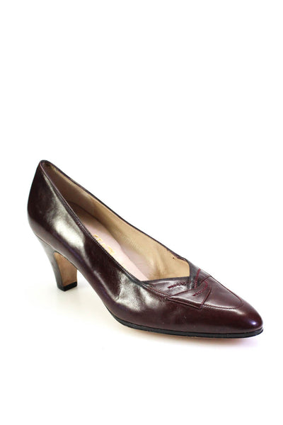 Salvatore Ferragamo Women's Pointed Toe Cone Heels Slip-On Pumps Burgundy Size 6