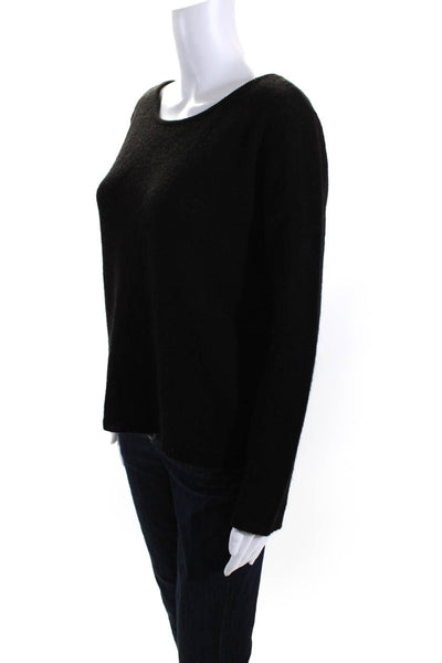 Brodie Womens Cashmere Low Back Long Sleeve Round Neck Sweater Black Size M