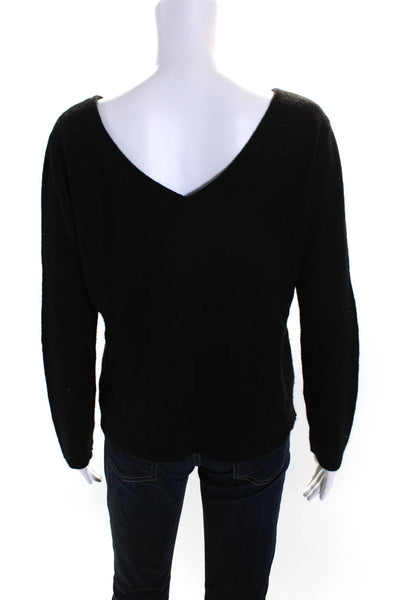 Brodie Womens Cashmere Low Back Long Sleeve Round Neck Sweater Black Size M