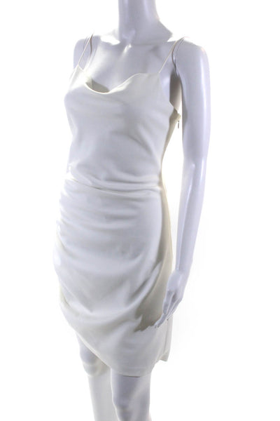 Cinq A Sept Womens Sleeveless Side Ruched Zipped Midi Dress White Size 10