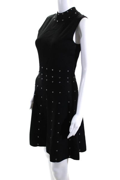 Parker Womens Studded Textured Back Zipped Sleeveless Dress Black Size M