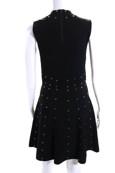 Parker Womens Studded Textured Back Zipped Sleeveless Dress Black Size M