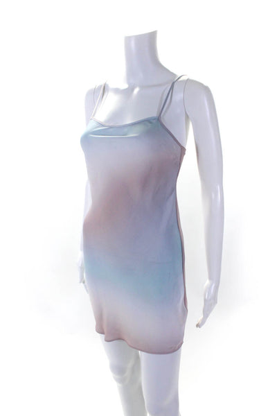 Babaton Womens Spaghetti Strap Ombre Satin Slip Dress Pink Blue Size 2XS