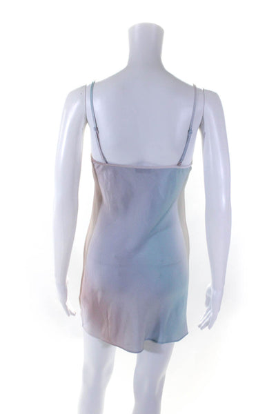 Babaton Womens Spaghetti Strap Ombre Satin Slip Dress Pink Blue Size 2XS