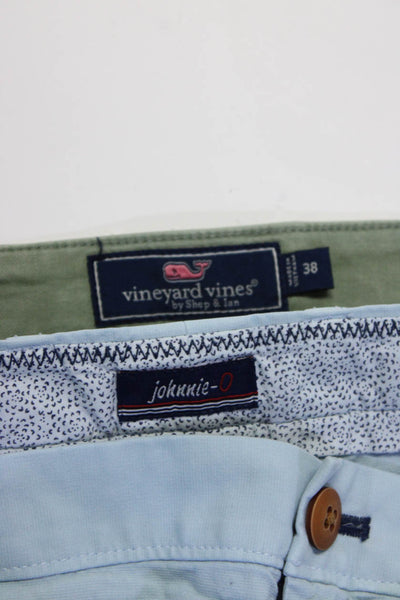 Vineyard Vines Johnnie O Mens Flat Front Chino Shorts Blue Green Size 38 40 Lot2