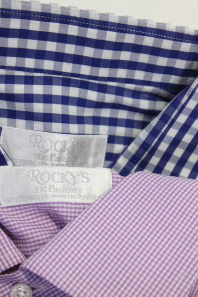 Rockys Mens Long Sleeve Check Button Up Shirt Blue Purple Size XL Lot 2