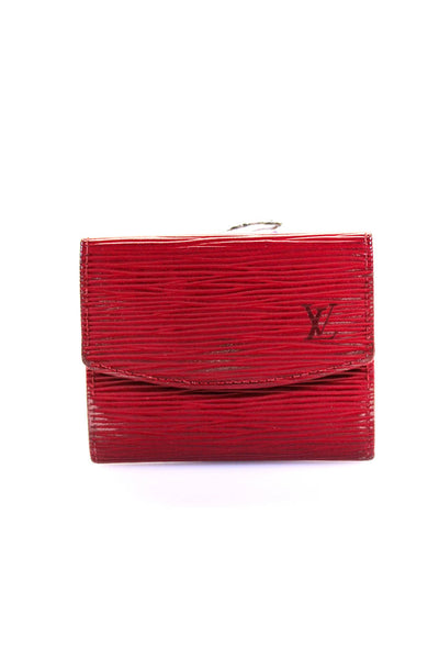 Louis Vuitton Womens Epi Leather Porte Monnaie Card Holder Mini Wallet Red
