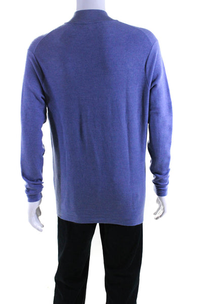 Peter Millar Mens Long Sleeve Quarter Zip Mock Neck Cashmere Purple Size XL