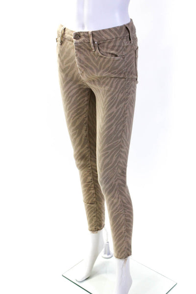 Mother Womens Dangerous Game Tiger Stripe Looker Ankle Skinny Jeans Beige Sz 25