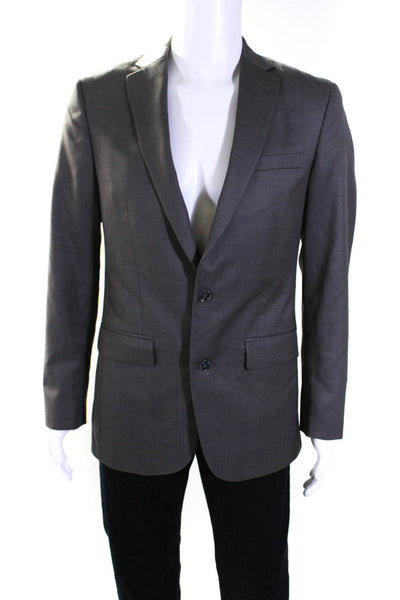 Bar III Mens Slim Fit Two Button Blazer Jacket Gray Wool Size 38 Regular